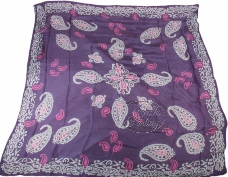 Kelagayi "Dusty-violet background, pink flowers and white galib patterns of buta"