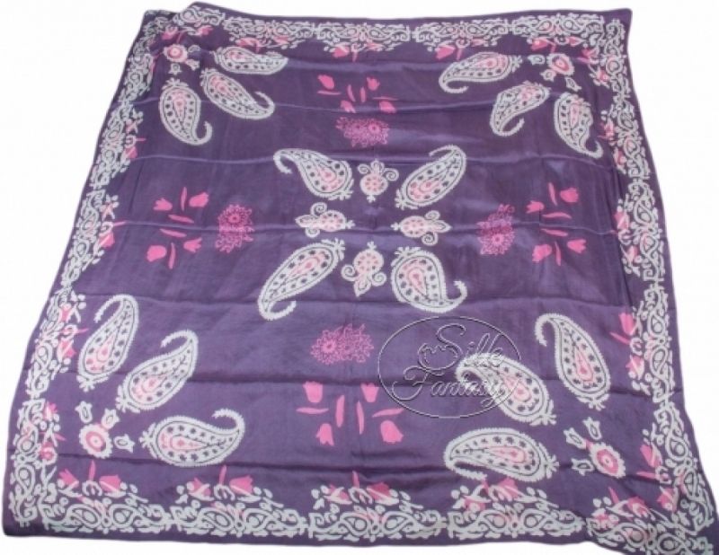 Kelagayi "Dusty-violet background, pink flowers and white galib patterns of buta"