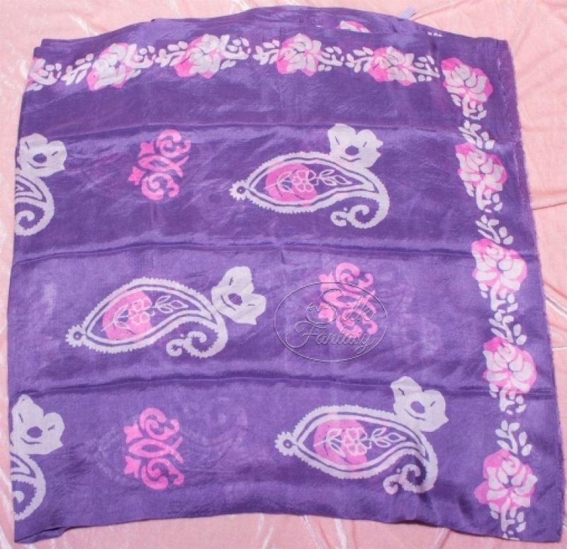 Kelagayi "Dusty-violet background, pink flowers and white galib patterns of buta"