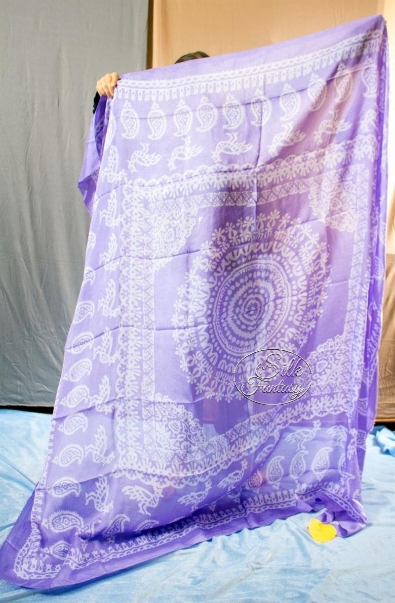 Kelagayi "Tender light-lilac background and white galib patterns"