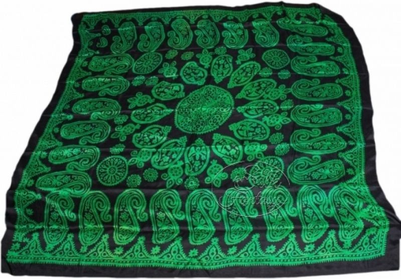 Kelagayi "Luxurious black background with bright-green galib patterns"