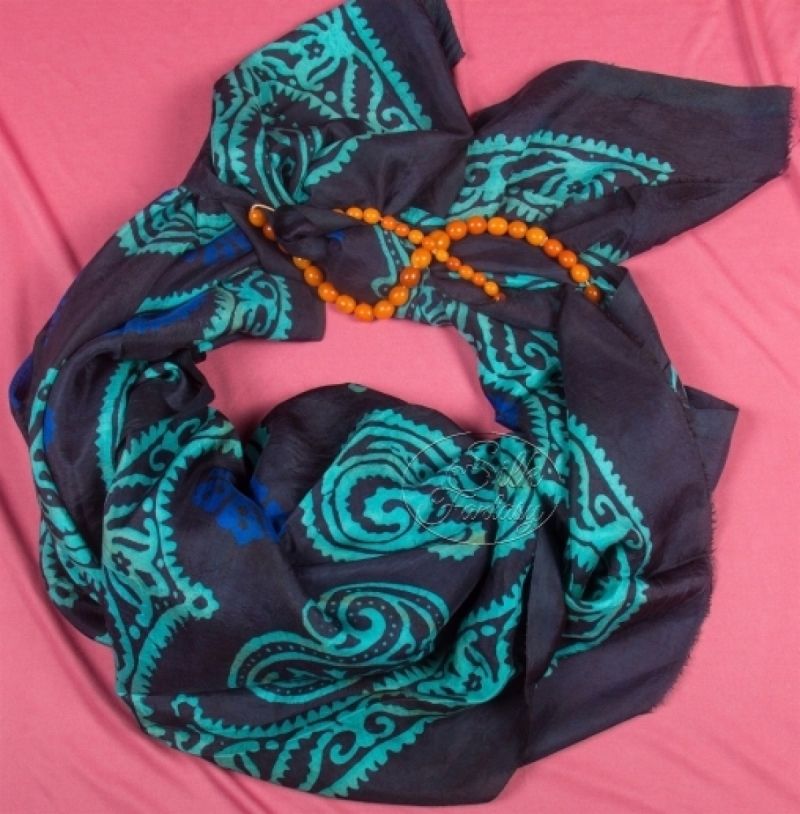 Kelagayi "Dark blue-black background, blue and turquoise galib patterns"