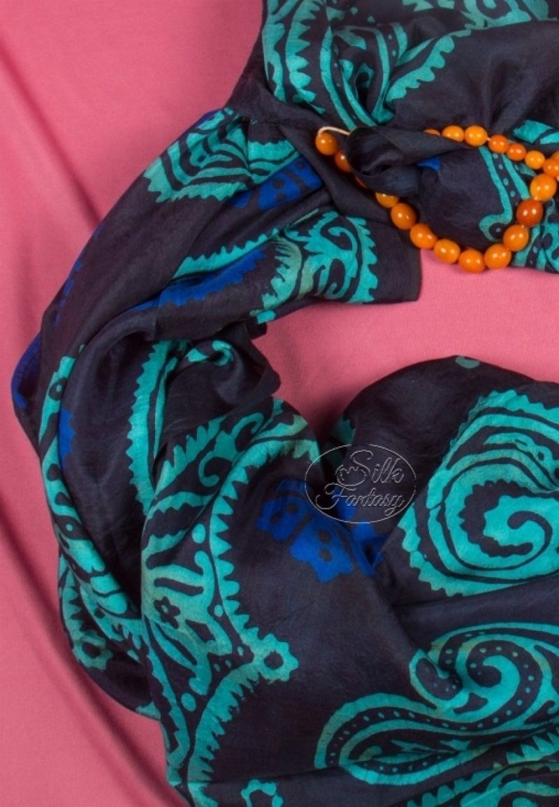 Kelagayi "Dark blue-black background, blue and turquoise galib patterns"