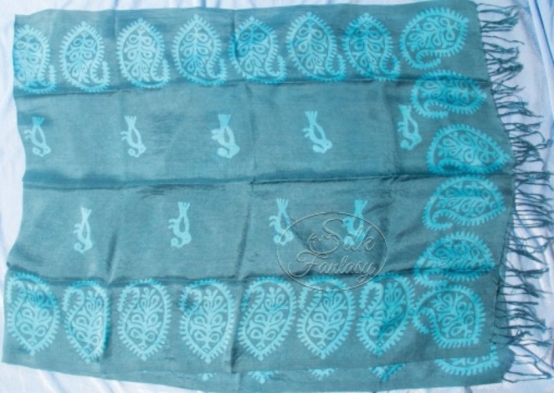 Scarf "Dark grey with turquoise"