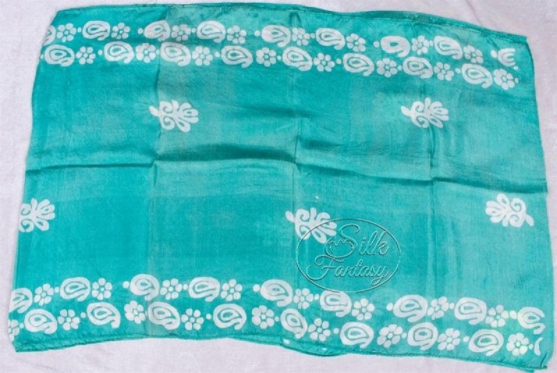Scarf "Green-turquoise and white galib patterns"