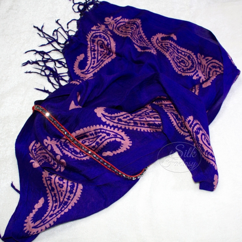 Scarf "Blue with pink"