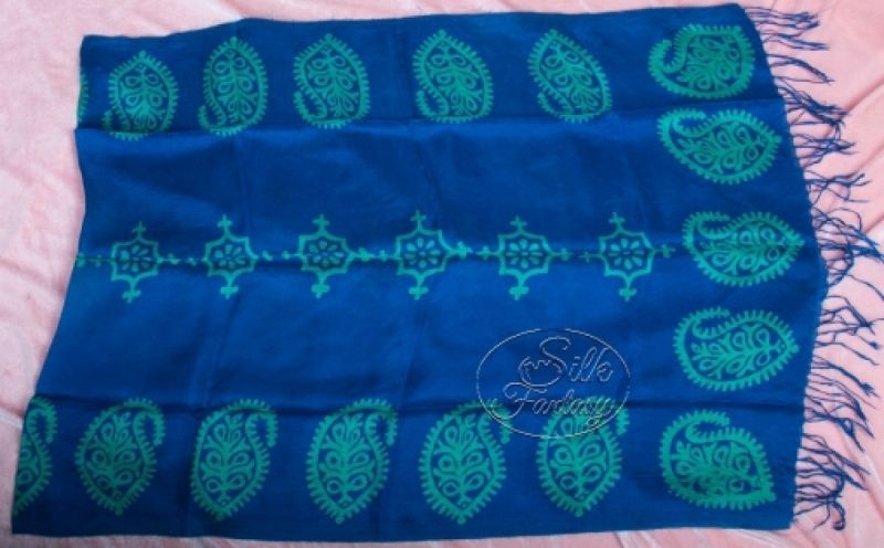 Scarf "Dark-blue with galib patterns in color of beautiful old turquoise"