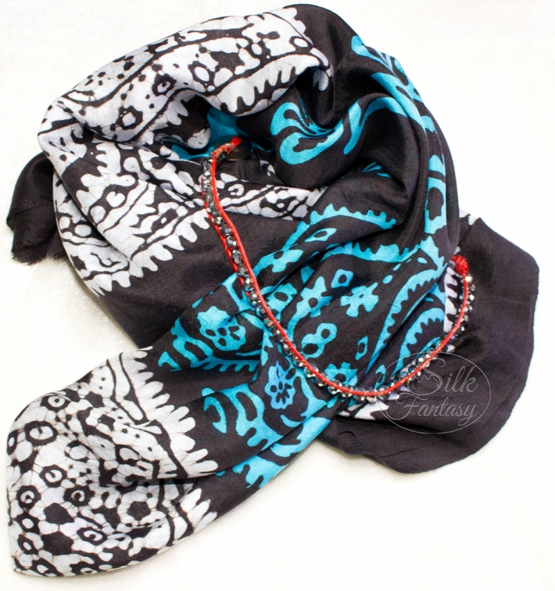 Kelagayi "Dark-blue background, turquoise and white galib patterns"