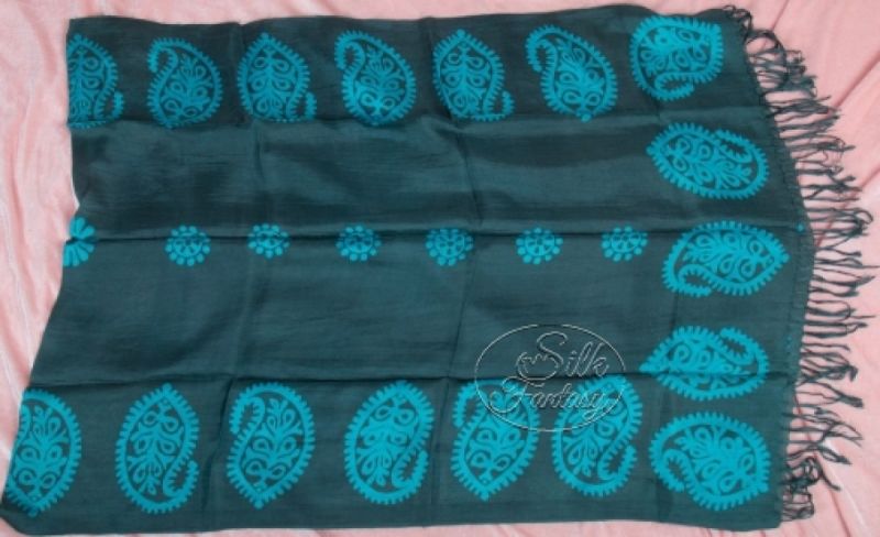 Scarf "Dark grey with turquoise"