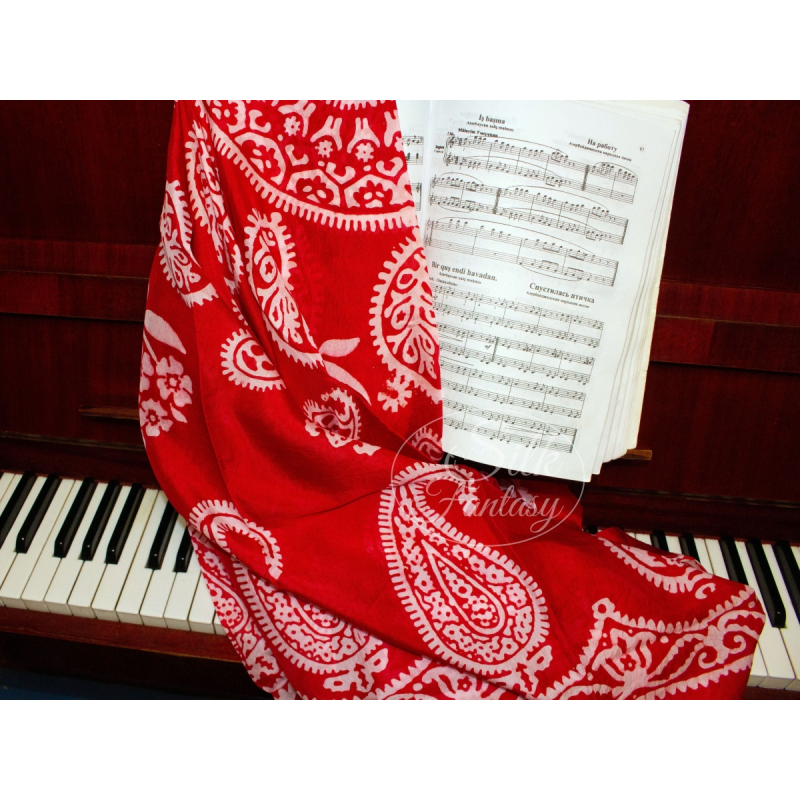 Kelagayi "Rare beauty of white galib patterns on a red background"