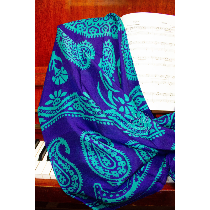 Kelagayi "Dark-blue with galib patterns in color of beautiful old turquoise"