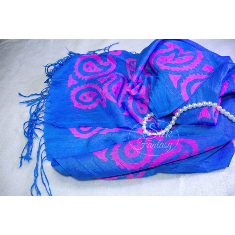 Scarf "Tender sky-blue and pink colors"
