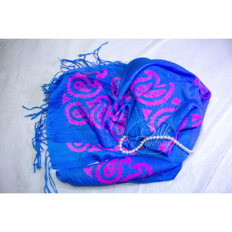 Scarf "Tender sky-blue and pink colors"