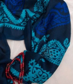 Kelagayi "Dark blue-black background, blue and turquoise galib patterns"