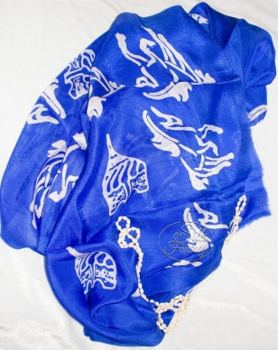 Kelagayi "Blue electric with white patterns and horses"