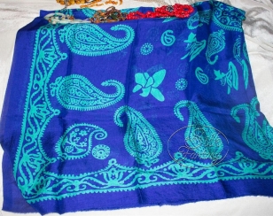 Kelagayi "Dark-blue with galib patterns in color of beautiful old turquoise"