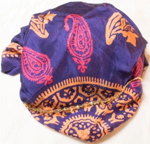 Scarf "Blue-black with red and yellow galib patterns"