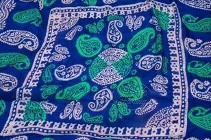 Kelagayi "Blue background, green turquoise and white galib patterns. With fringes"