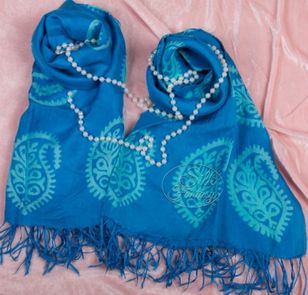 Scarf "Beautiful light blue color and turquoise galib patterns"