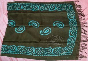 Scarf "Khaki background and turquoise galib patterns"