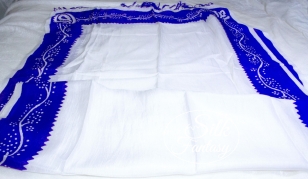 Scarf "White with blue galib patterns"